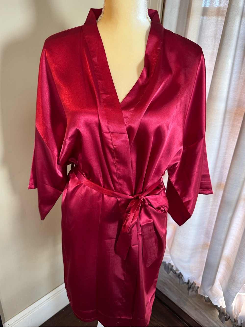 Birthday Queen Satin Kimono Robe in Deep Berry - Women's Intimates Sleepwear XL